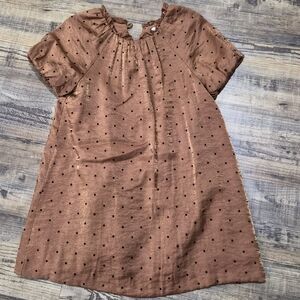 Charming Copper Metallic Polka Dot Kids Dress
